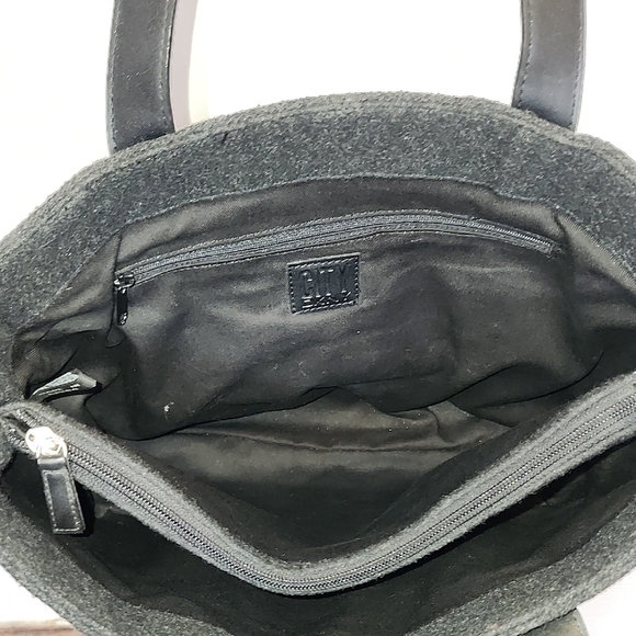 DKNYC Black Structured Tote Bag with Wool Inserts - Picture 13 of 13